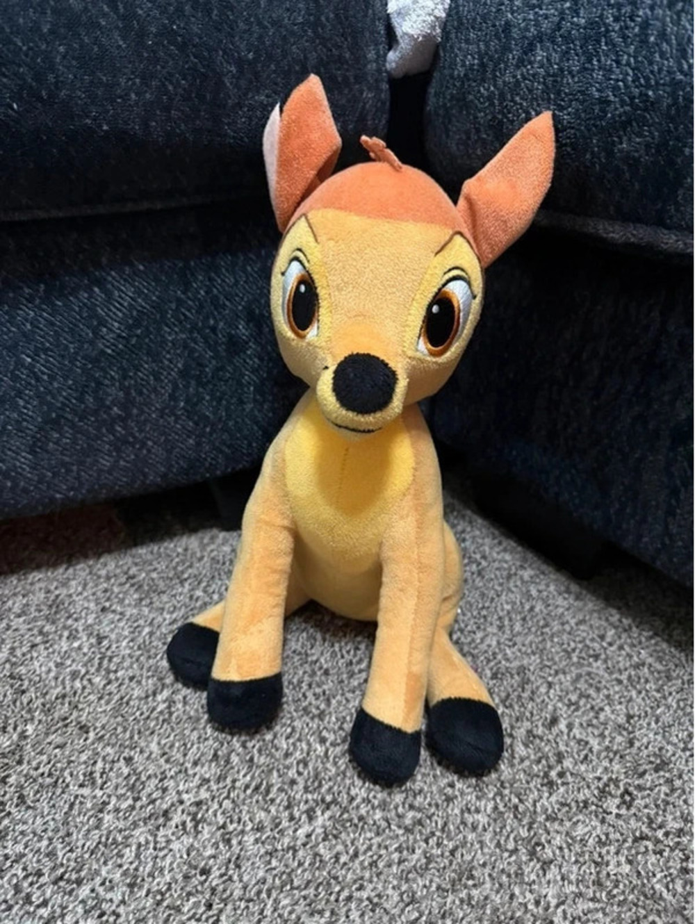 Disney Bambi Sitting Deer Plush Stuffed Animal Tan Brown Black Hooves